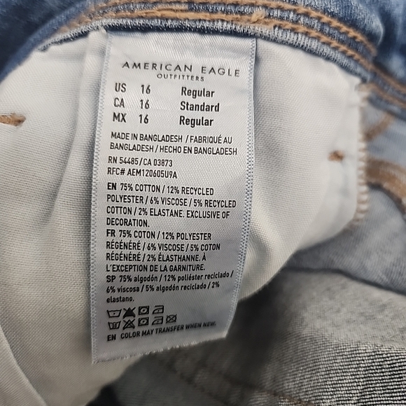 American Eagle Kick Boot Jeans 16 Blue Super Hi-Rise Next Level Stretch Flare - Picture 4 of 11